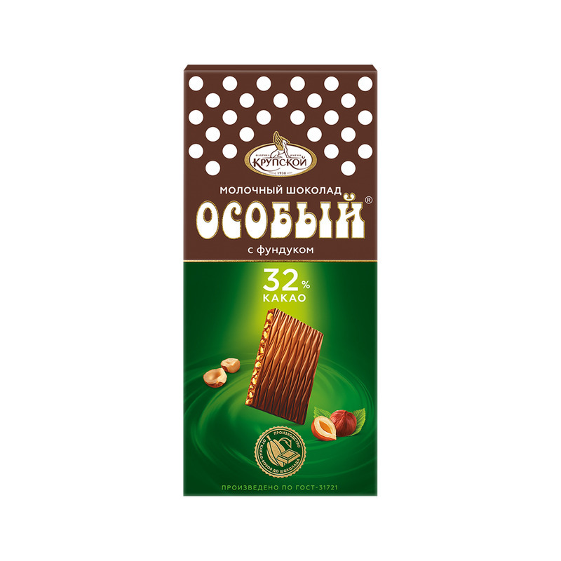 Шоколад "Особый" молочный с фундуком 88г/Славянка