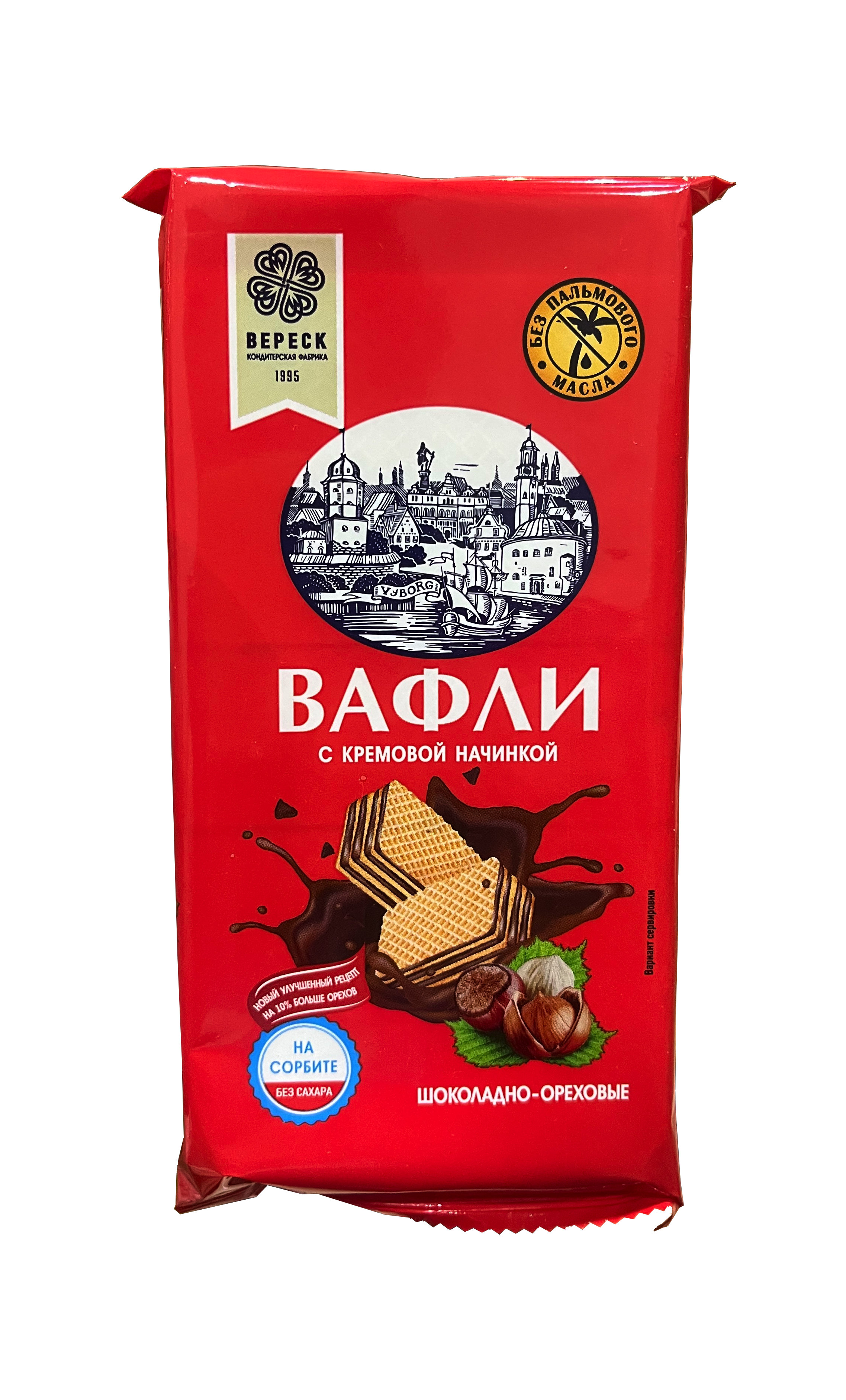 Вафли "Шоколадно- ореховые" на сорбите с начинкой 100г/Вереск