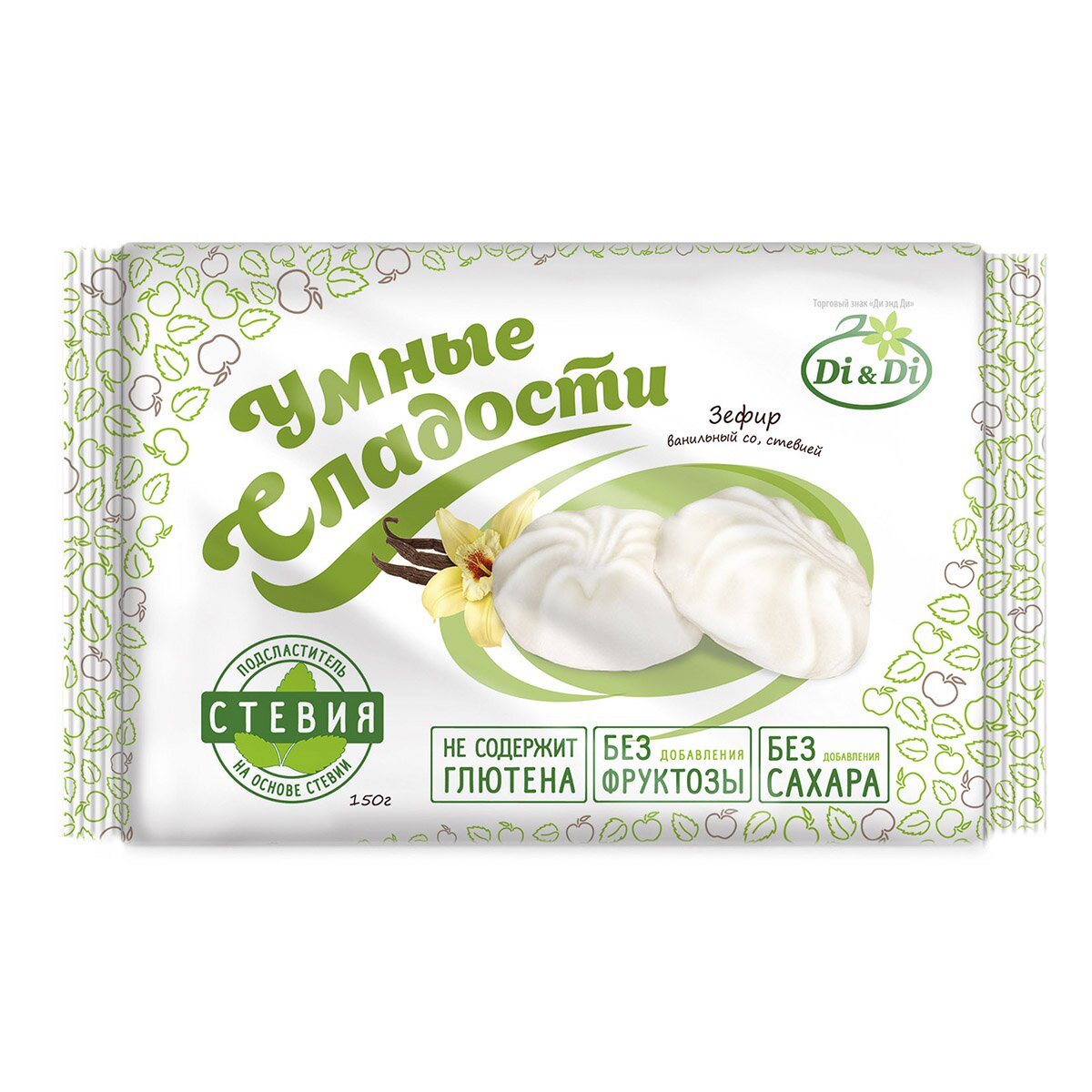 Зефир "Умные сладости" ванильный со стевией 150г/Ди энд Ди
