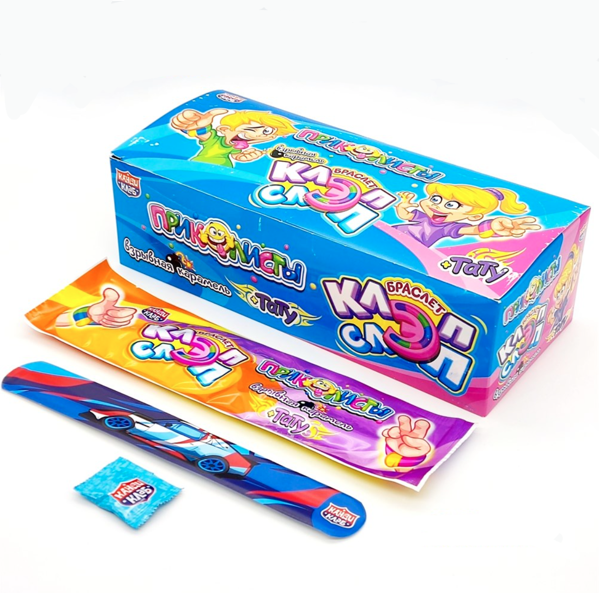 Взрывная карамель "Приколисты Клэп Слэп браслет" с тату 1г/30шт/Candy Club