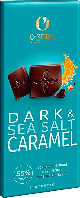 Шоколад "О'zera" горький Dark&Sea salt caramel 90г/Озерский Сувенир
