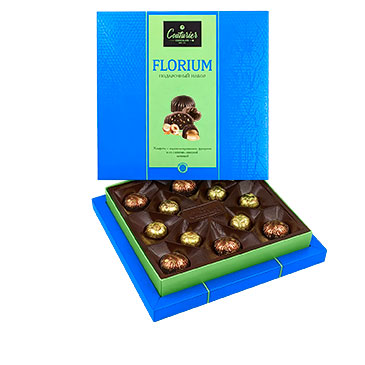 Набор конфет "Florium" Голубые цветы 170г/Шоколадный Кутюрье
