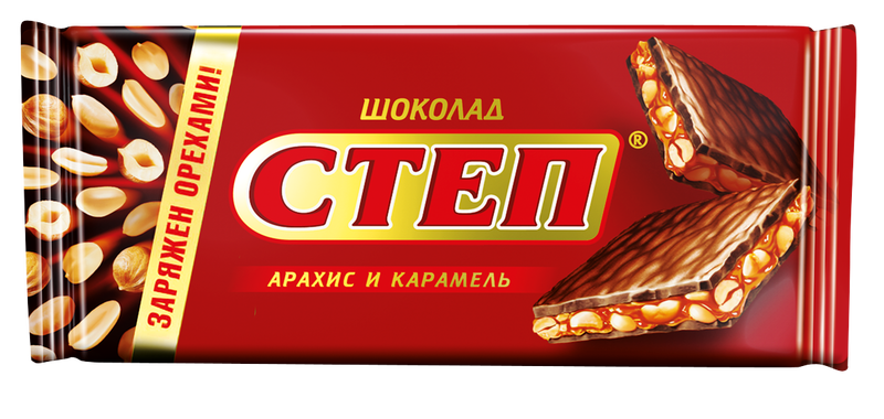 Шоколад молочный "Степ" с начинкой арахис и карамель 100 гр/КФ Славянка