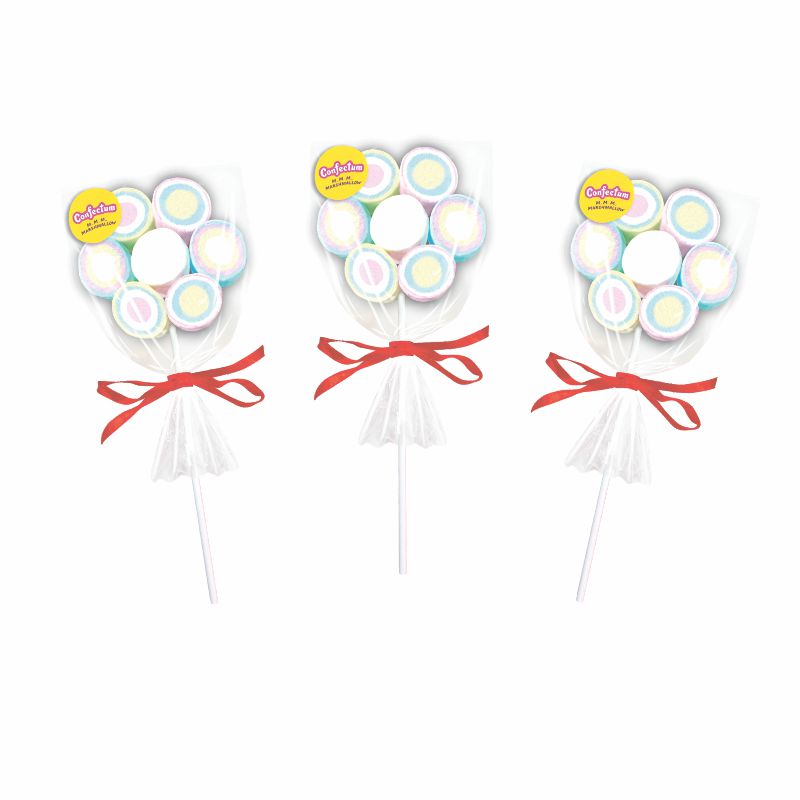 Маршмеллоу "Confectum Marshmallow pops" в форме цветочка 28г/12шт/Конфектум