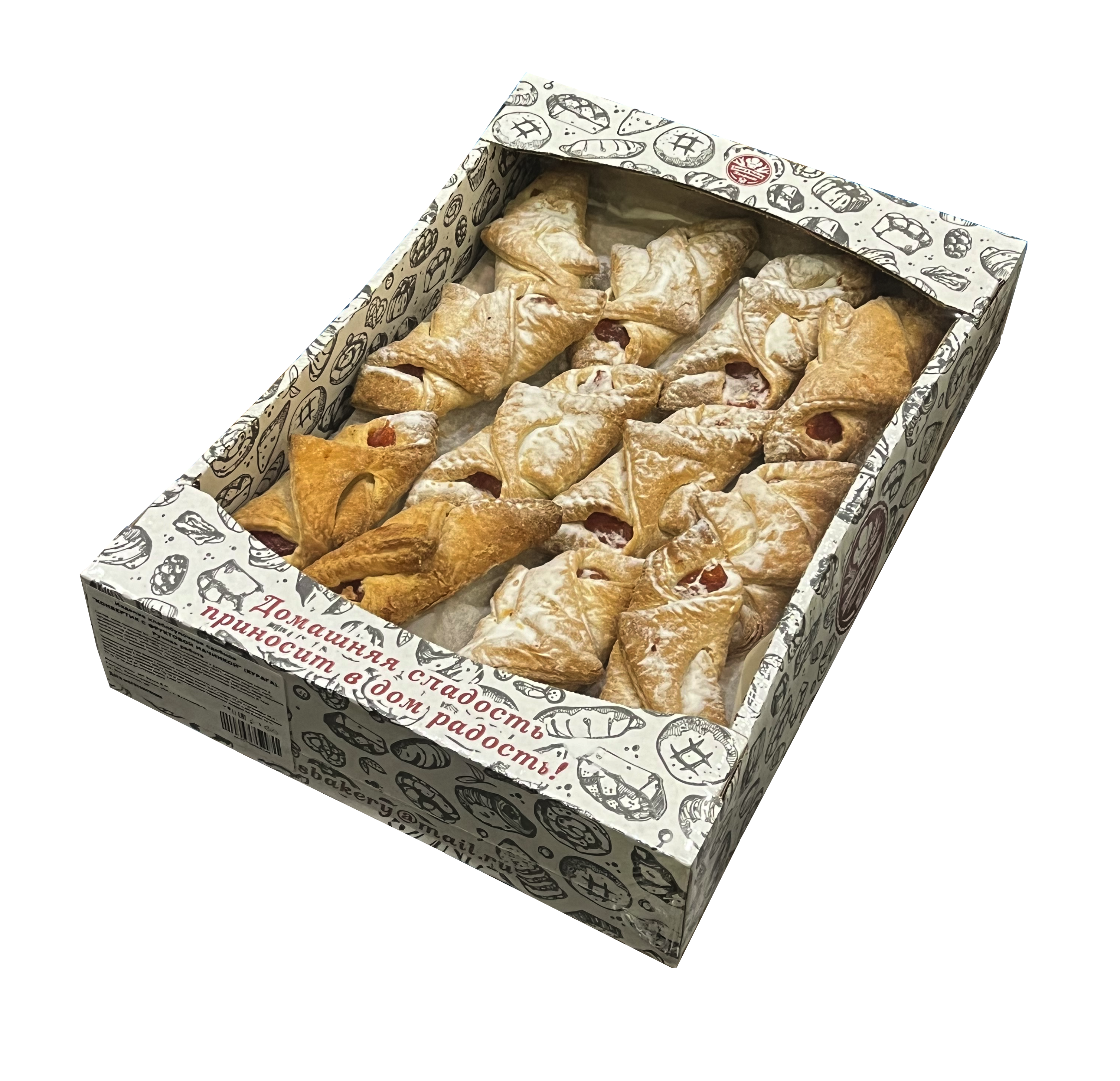 Изделие сдобное "Конвертик" с фруктовой начинкой Курага 1,5 кг