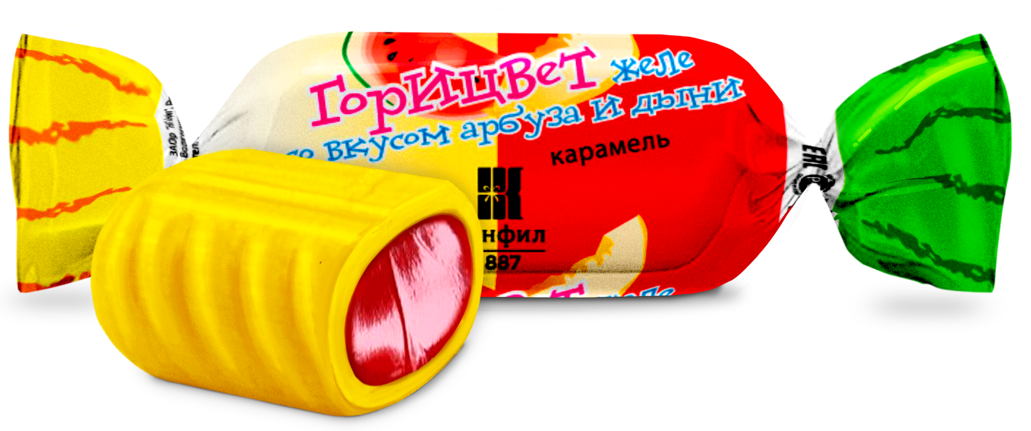 Карамель "Горицвет" желе со вкусом Арбуза и Дыни 1 кг/КОНФИЛ