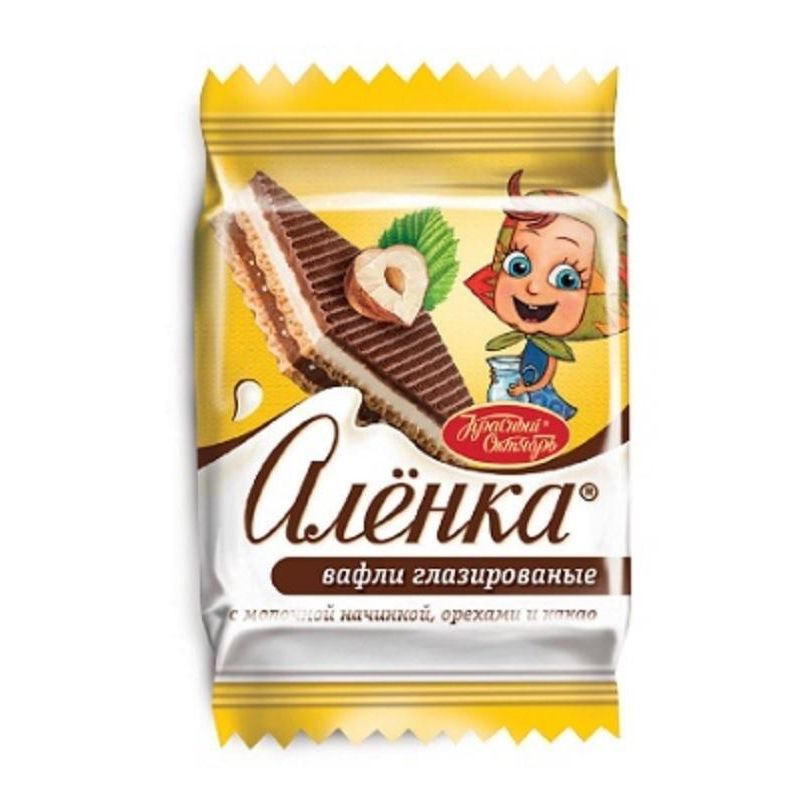 Вафли  "Аленка"  с молочной начинкой, орехами и какао 20г/20шт//Красный Октябрь