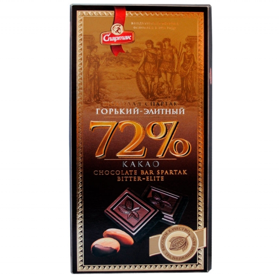 Шоколад Спартак горький элитный 72% пенал 90г/Спартак