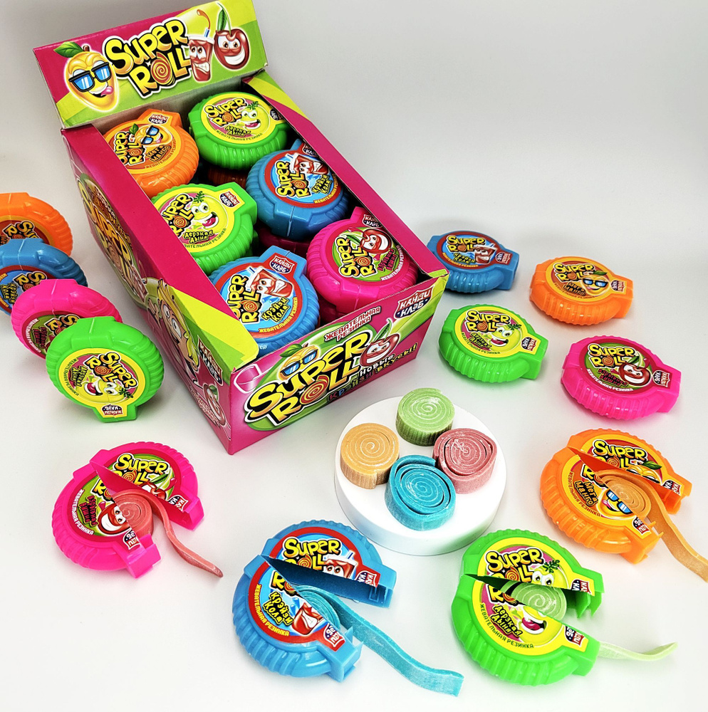 Жевательная резинка "SUPER ROLL" Ассорти 10г/24шт/Candy Club