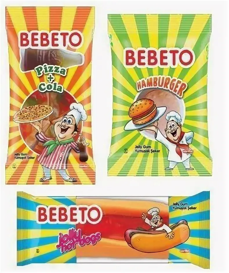 Мармелад жевательный "FAST FOOD" (3 вкуса) 25г/24шт/Bebeto