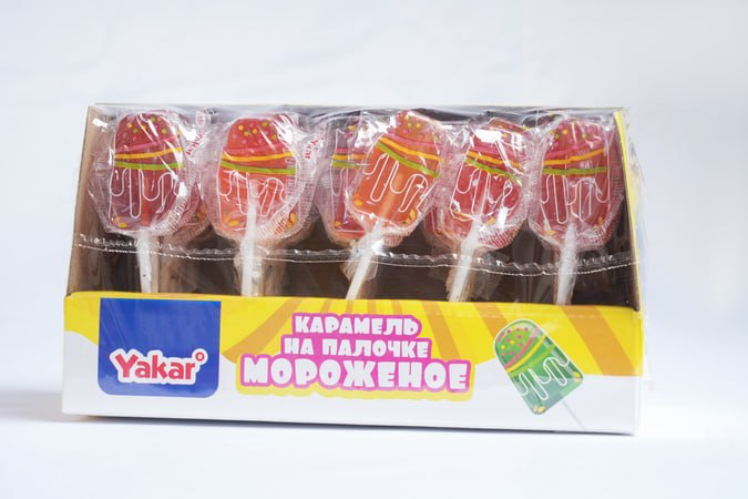Карамель на палочке "Мороженое" Yakar 16г/30шт/Candy Club