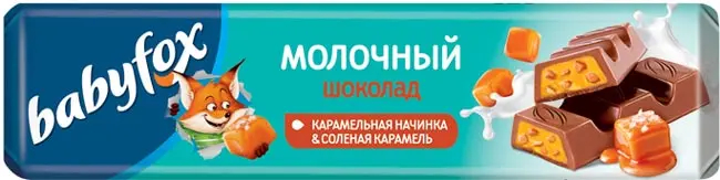 Шоколад "Babyfox" молочный с карамельной начинкой 45г/30шт/Озерский Сувенир