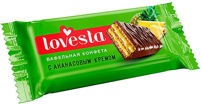 Вафельная конфета "Lovesta" с ананасовым кремом 1,5 кг/KDV