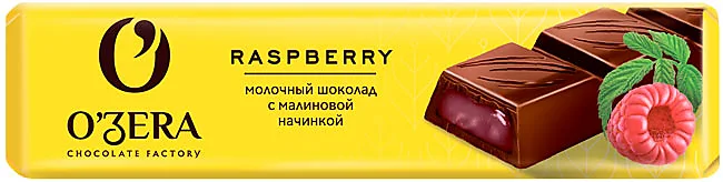 Шоколад молочный "О`zera" с желейной начинкой Малина 50г/20шт/Озерский Сувенир