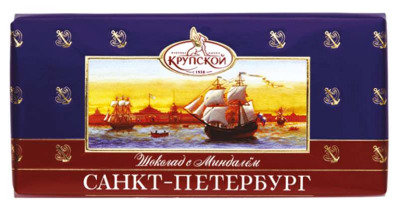 Шоколад Санкт-Петербург темный с миндалем 100г/КФ Крупской