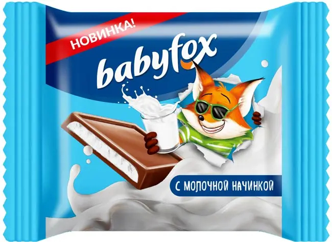 Шоколад "Babyfox" с молочной начинкой 12г/100шт/Озерский Сувенир