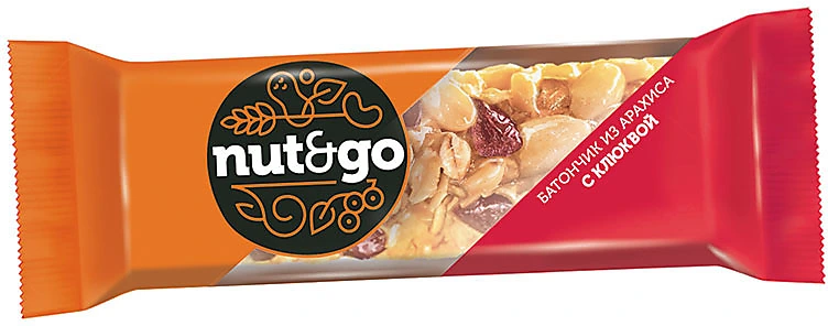 Батончик «Nut&Go» с арахисом и клюквой 42г/18шт/KDV