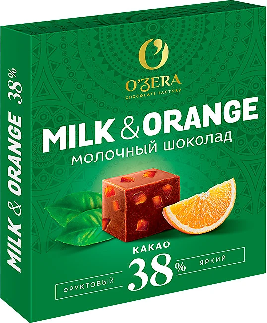 Шоколад О`zera "Milk& Orange" 90г/6шт/6бл/Озерский Сувенир