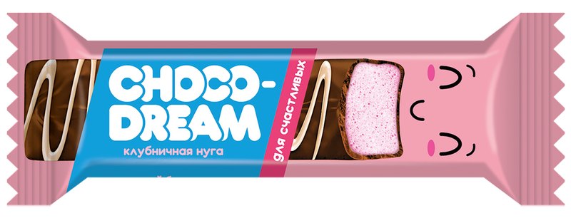 Конфеты глазированные Chocodream нуга вкус клубники 21г/60шт/Славянка