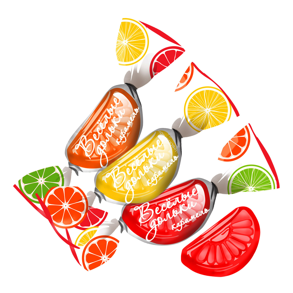 Карамель леденцовая "Веселые дольки"со вкусом лимона,апельсина,грейпфрута 1 кг/Невский кондитер