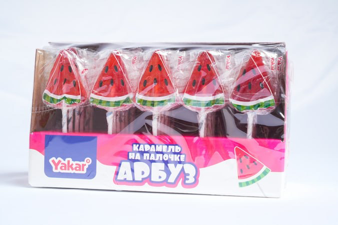 Карамель на палочке "Арбуз" Yakar 16г/30шт/Candy Club