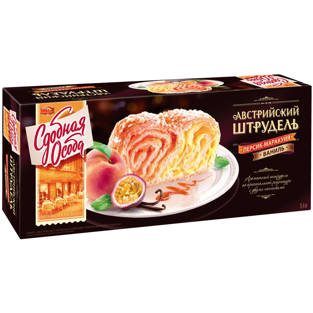 Пирог "Австрийский штрудель" персик-маракуйя и ваниль 400г/Черемушки