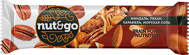 Батончик "Nut&Go" с миндалём, пеканом, карамелью, морской солью 36г/18шт/KDV