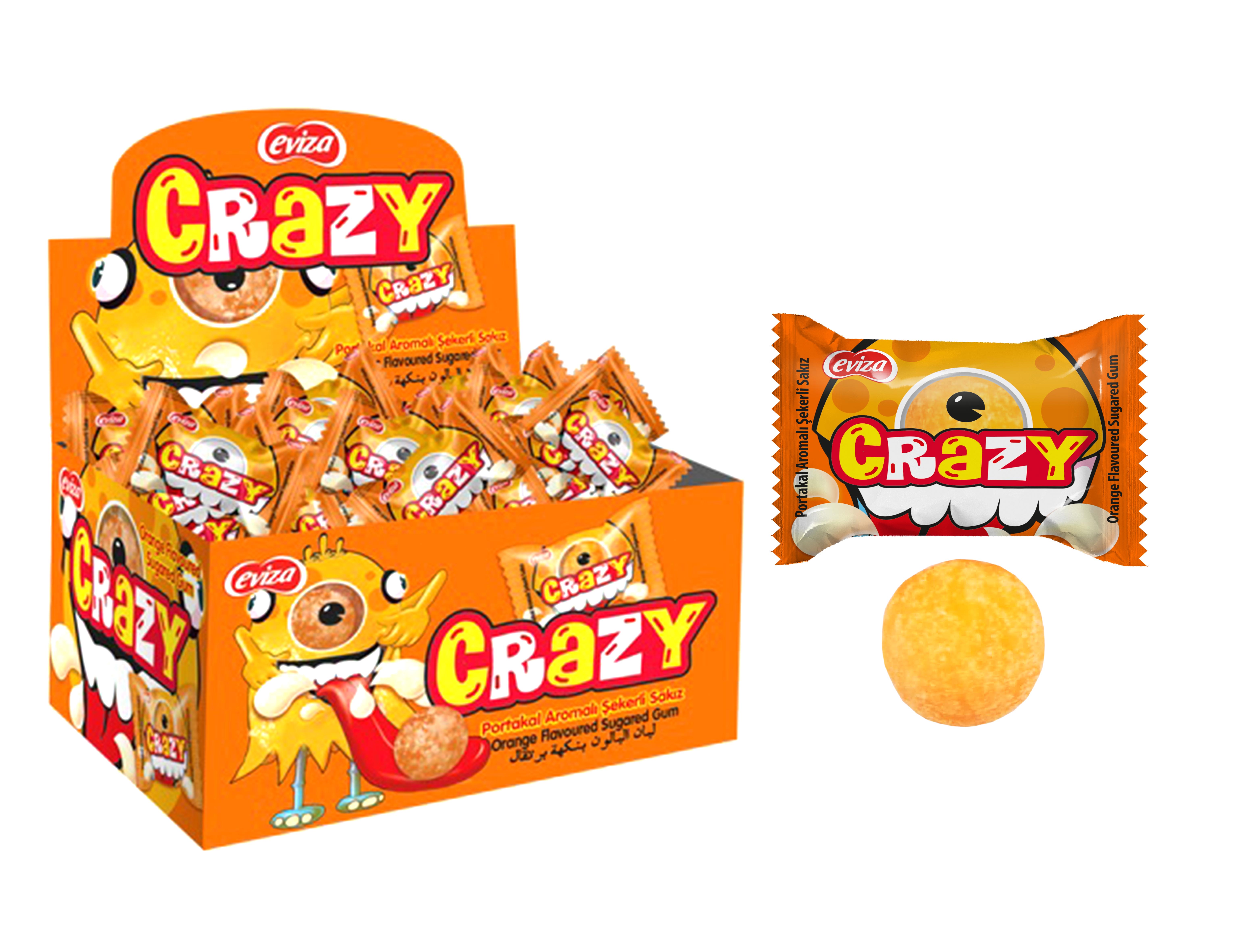 Жевательная резинка "CRAZY GUM" кислая Апельсин 3,5г/100шт/Конфитой