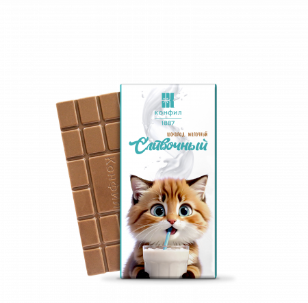 Шоколад "Котенок с бокалом молока" молочный 50г/КОНФИЛ