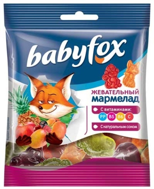 Жевательный мармелад Babyfox с витаминами ассорти вкусов 30г/90шт/KDV