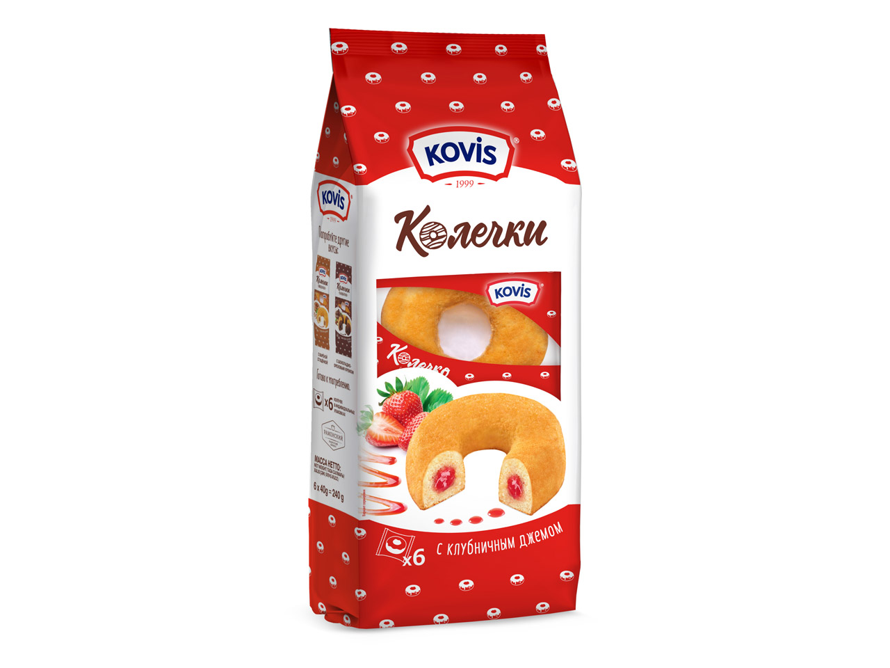 Колечки "Kovis" с Клубничным джемом 240г/Раменский КК