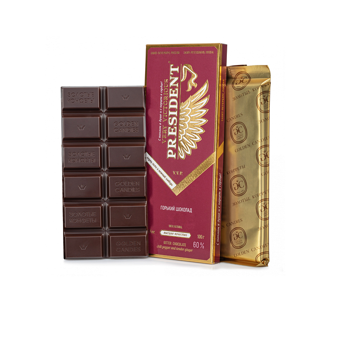 Шоколад "Very Victorious President" с перцем Чили и Имбирем 100г/Golden Candies