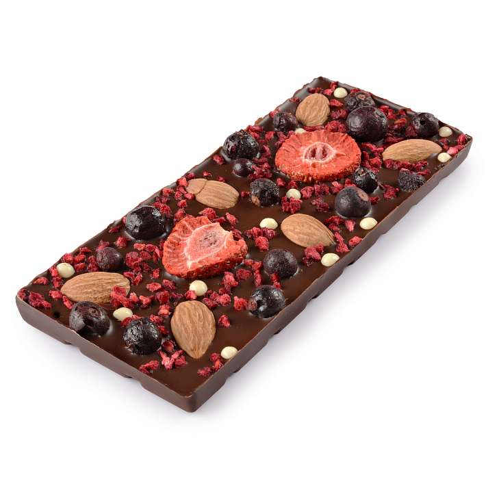 Шоколад "Миндаль, Смородина, Малина" темный 100г/Шокоделика