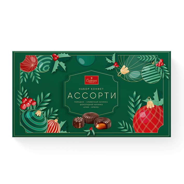 Набор конфет "Новогодние игрушки" Ассорти НГ 130г/Шоколадный Кутюрье