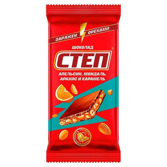 Шоколад "Степ" миндаль , апельсин, арахис, карамель 80г/КФ Славянка