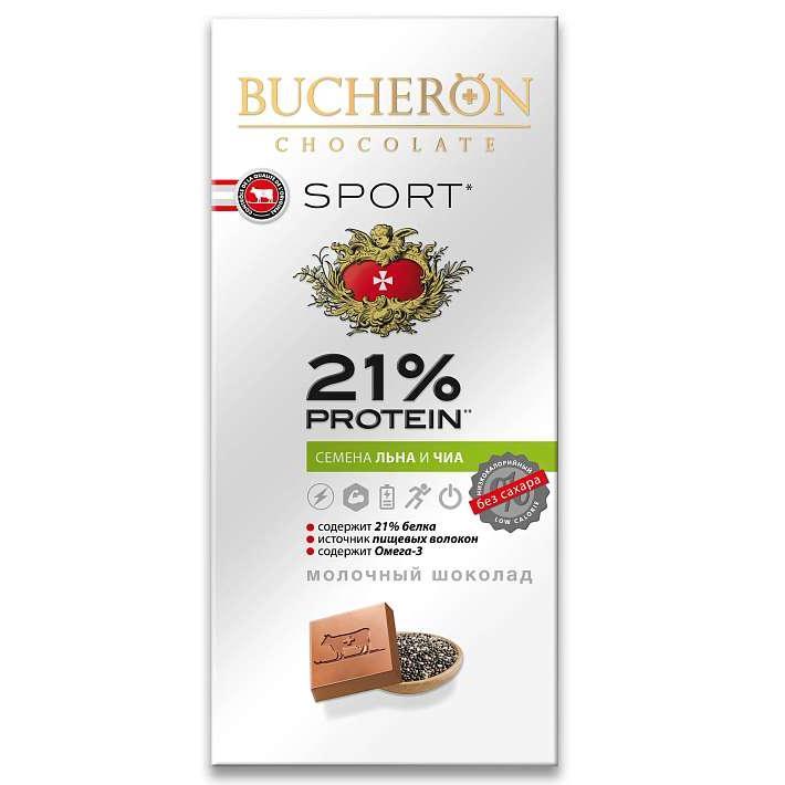Шоколад "BUCHERON Sport" молочный с протеином, семенами чиа и льна  70/Интер Групп