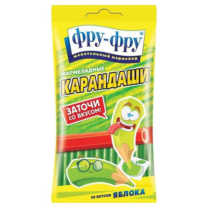 FF-12-1 Фру-Фру Карандаши Яблоко жевательный мармелад 85г/18шт/Сладкая сказка