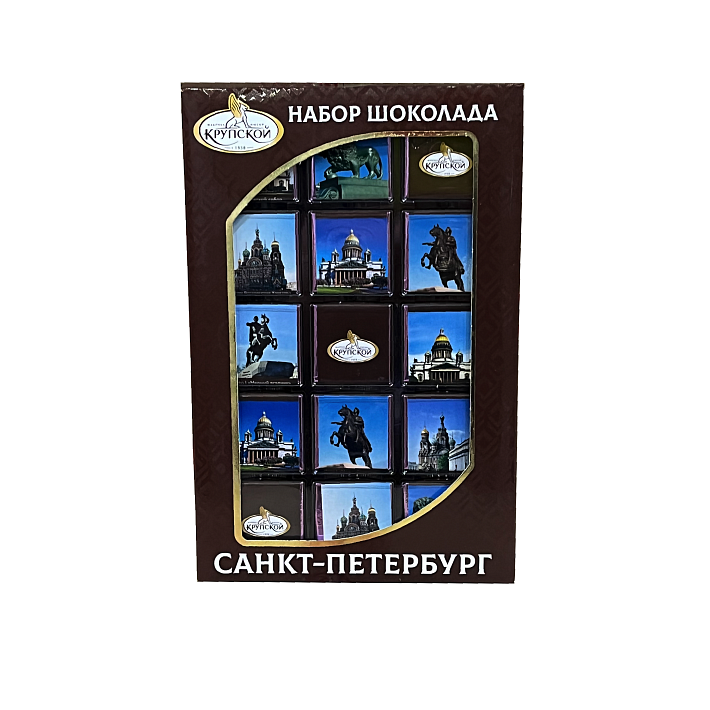 Шоколадный набор "Санкт-Петербург" молочный и темный 75г/КФ Крупская