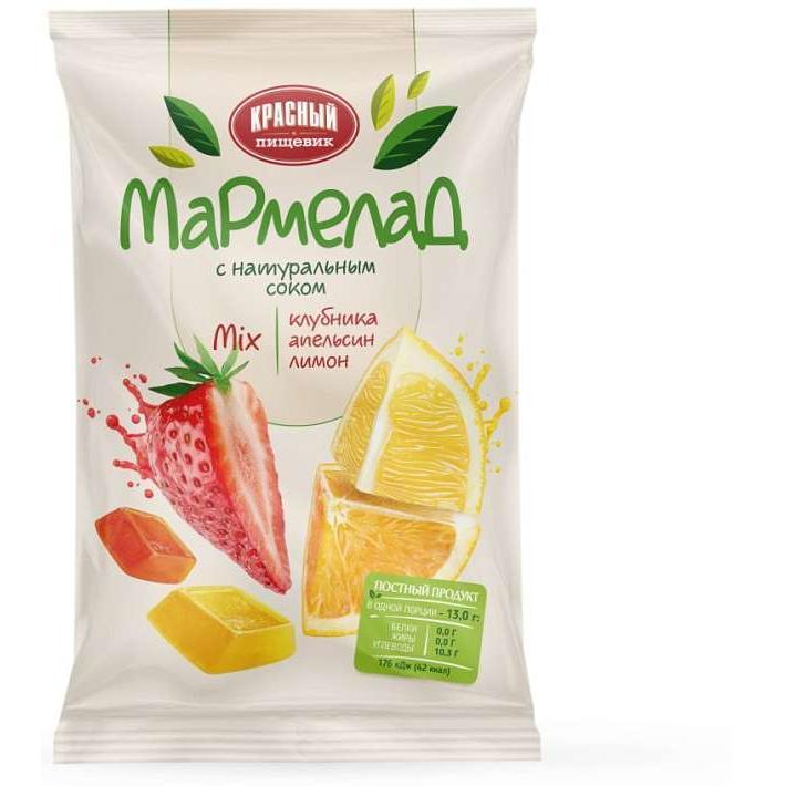 Мармелад "MIX (апельсин, клубника,лимон)" 300г/Красный Пищевик