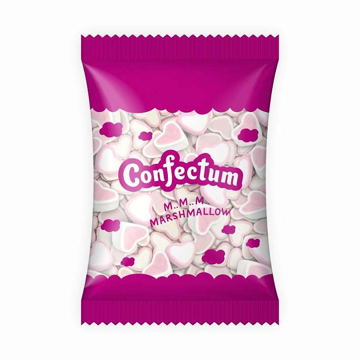 Зефир жевательный "Confectum Hearts" Клубника 600г/Конфектум