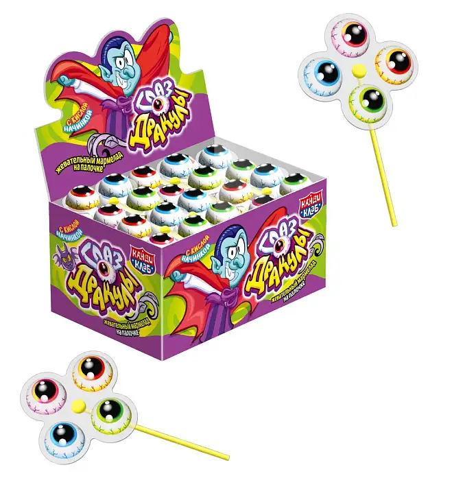 Жевательный мармелад "Глаз дракулы" с кислой начинкой 8г/30шт/Канди Клаб