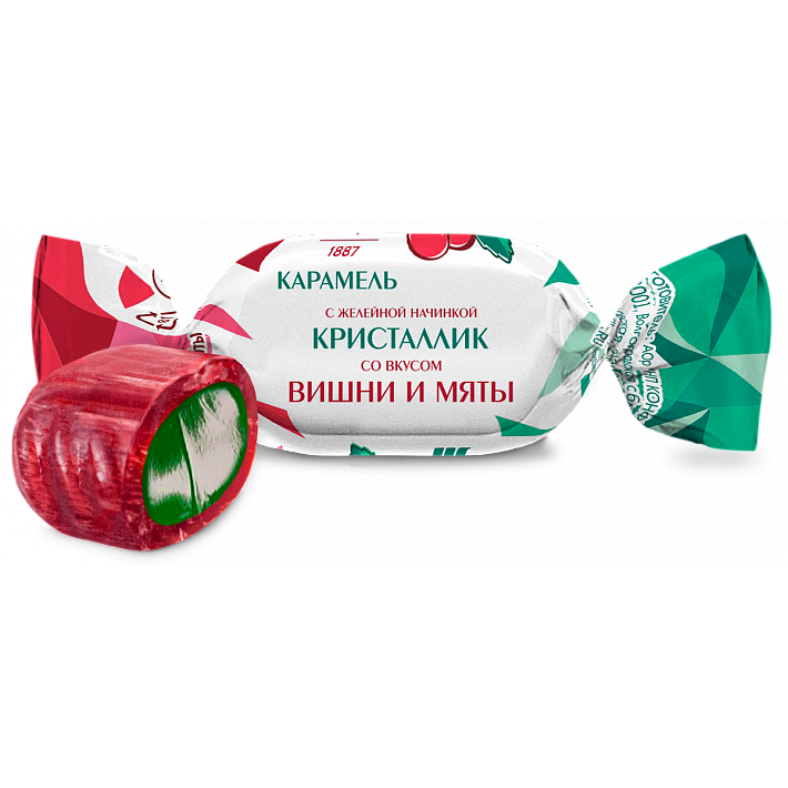 Карамель "Кристаллик" с желейной начинкой со вкусом Вишни и Мяты 1 кг/КОНФИЛ