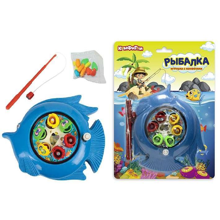КТ93519 "Рыбалка" игрушка c конфетами (10*14см) 3г/Конфитой