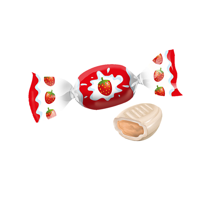 Карамель с молочной начинкой вкус "Клубника со сливками" 1 кг/Невский кондитер