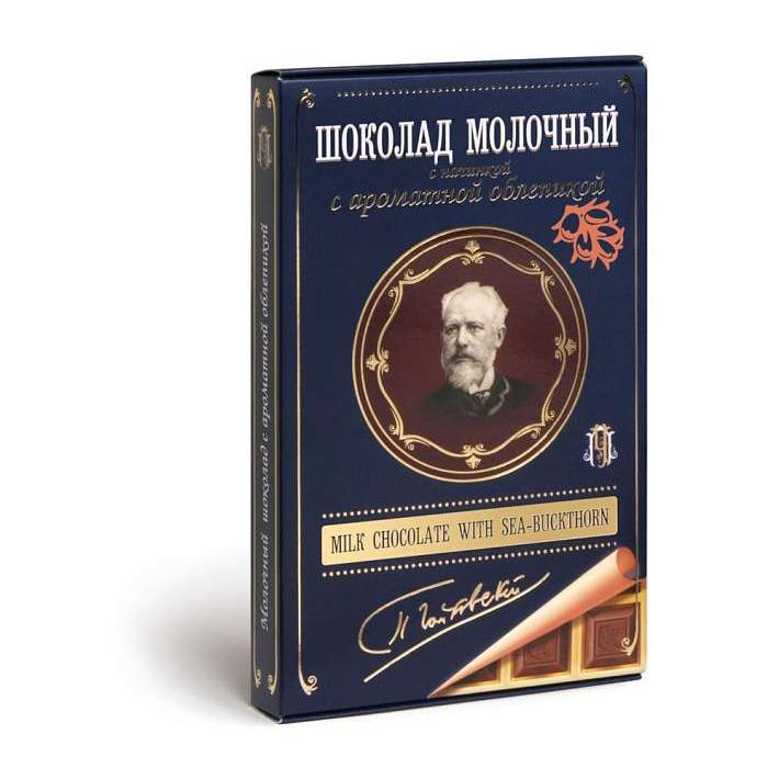 Шоколад "Чайковский" молочный с начинкой с ароматной Облепихой 112г/Томер