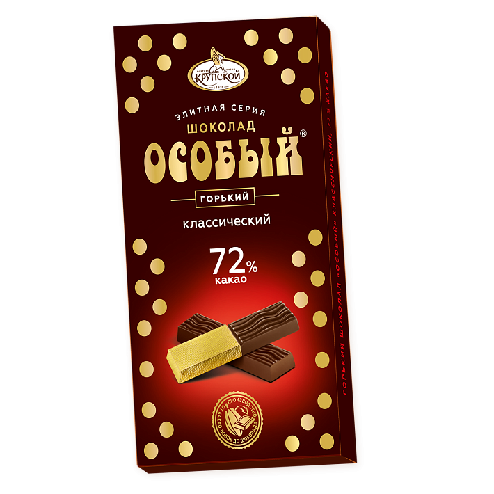 Шоколад Особый горький 72% какао 88г/15шт/Славянка