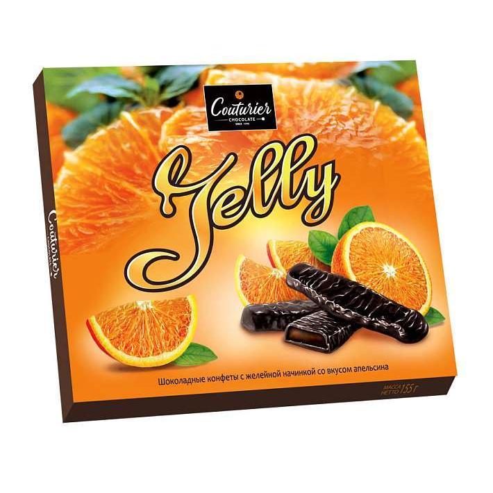 Набор конфет JELLY с желейной начинкой вкус апельсина 155г/Шоколадный Кутюрье