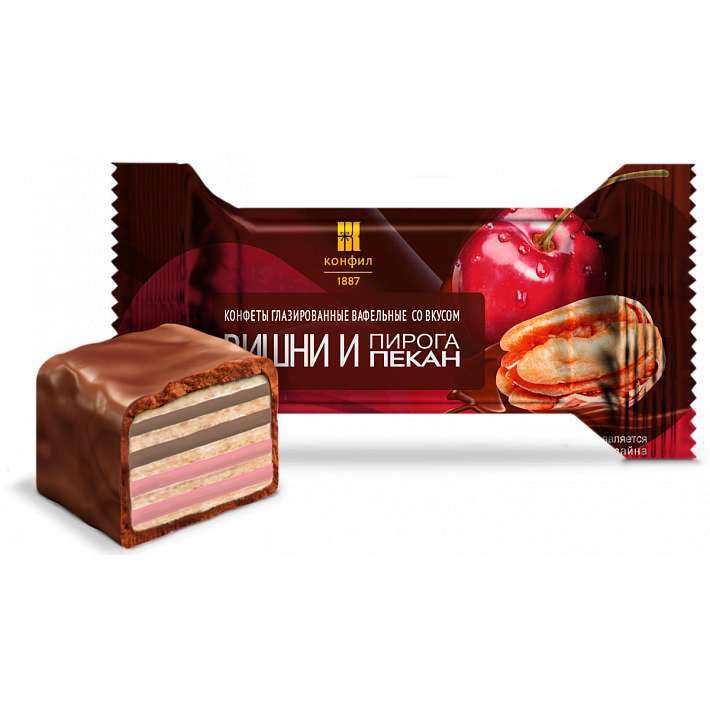 Конфеты со вкусом Вишни и пирога Пекан вафельные глазированные 2,5 кг кг/КОНФИЛ