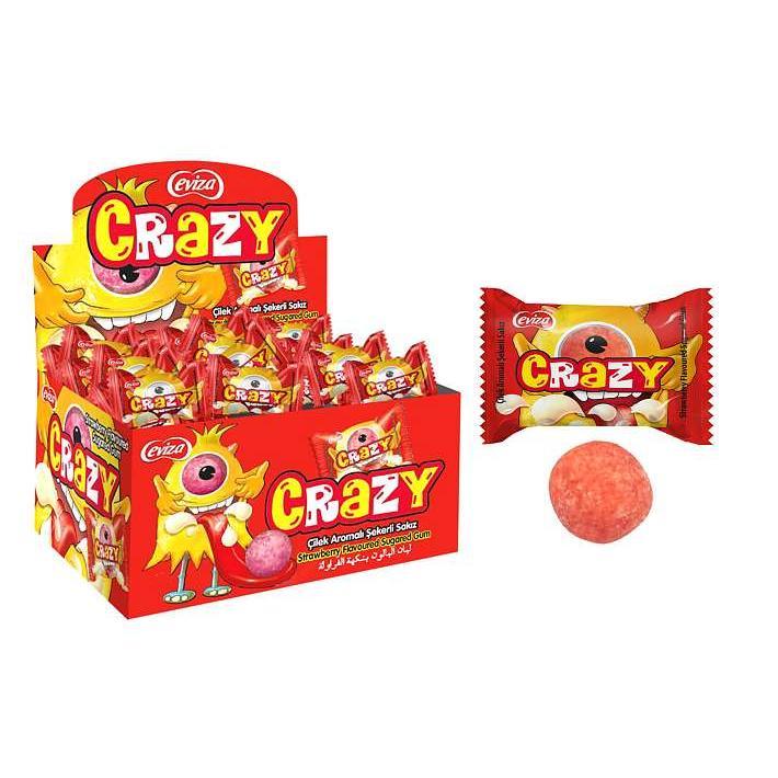 КТ94752 Жевательная резинка "CRAZY GUM" Клубника 3,5г/100шт/Конфитой