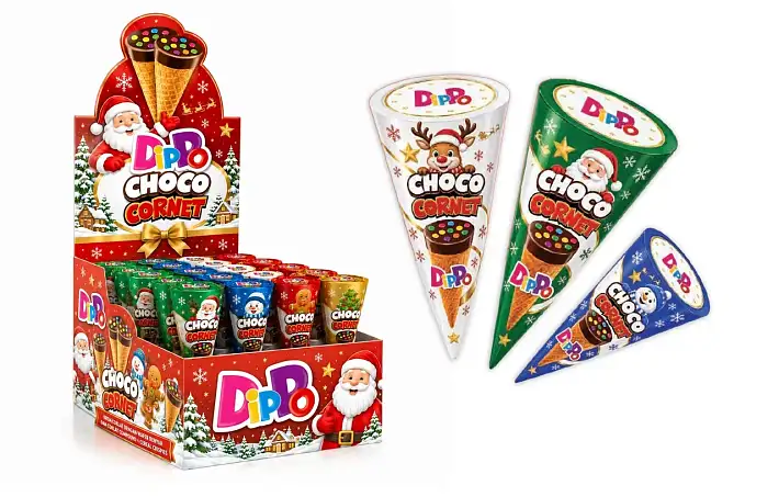 Вафельный рожок "Dippo Choco Cornet" НГ 20г/24шт/Холодок